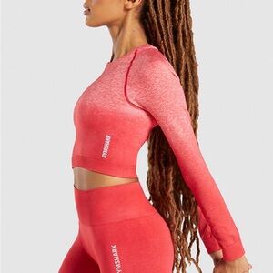 Gymshark Red Ombre Long Sleeve Crop Top & Leggings Set